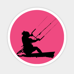 Kitesurfer Action Water Sports Artistic Black Silhouette Magnet